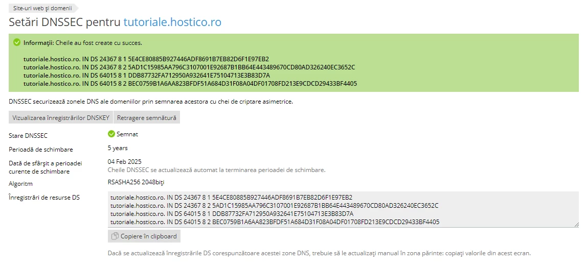DNSSEC DS si Chei