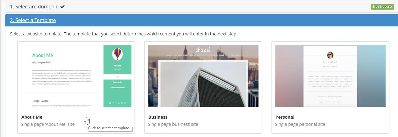 Selectare sablon site publisher