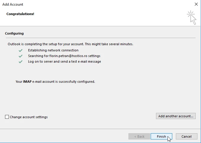 Finalizare creare cont e-mail outlook