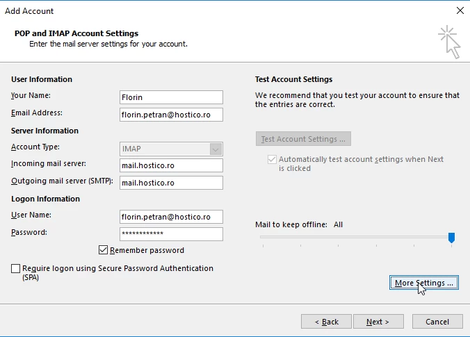 Add acount More Setting