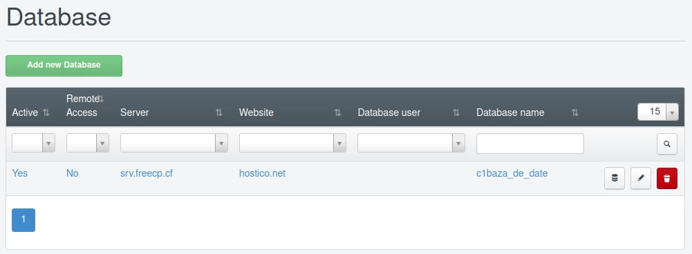 isp config databases menu