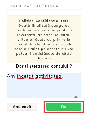 Confirmare ștergere