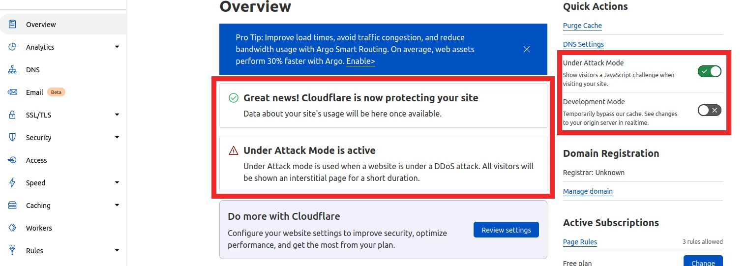 Uzbrukuma režīma aktīvā paziņojums