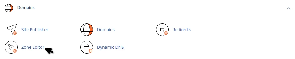 Domēnu sekcija cPanel